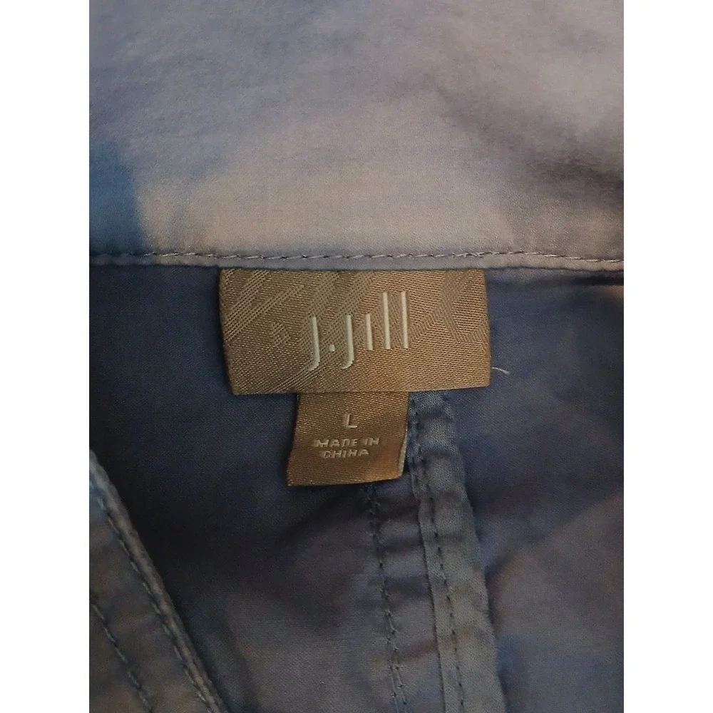 J Jill Purple Cotton Spandex Drawstring Waist Utility Jacket Women Large Fall